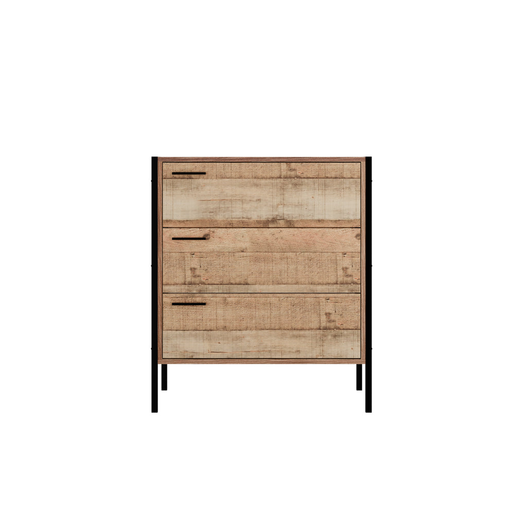 Hoxton Urban Rustic Bedroom Furniture Metal Frames - Chest of Drawers, Bedframe