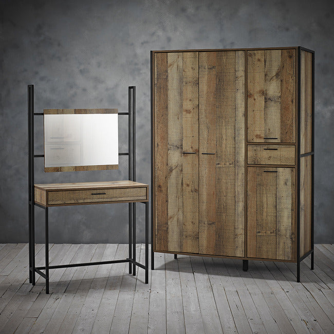 Hoxton Urban Rustic Bedroom Furniture Metal Frames -Dressing Table & Mirror