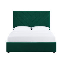 Islington Retro Velvet Fabric Bed Frame - In Green or Orange - 4ft6 Double or 5ft Kingsize