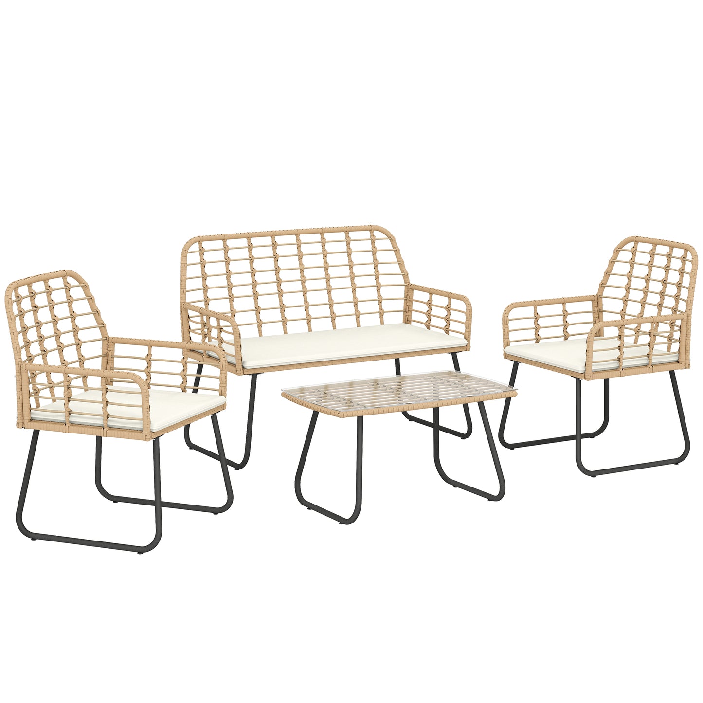 4 Piece Rattan Garden Furniture Set