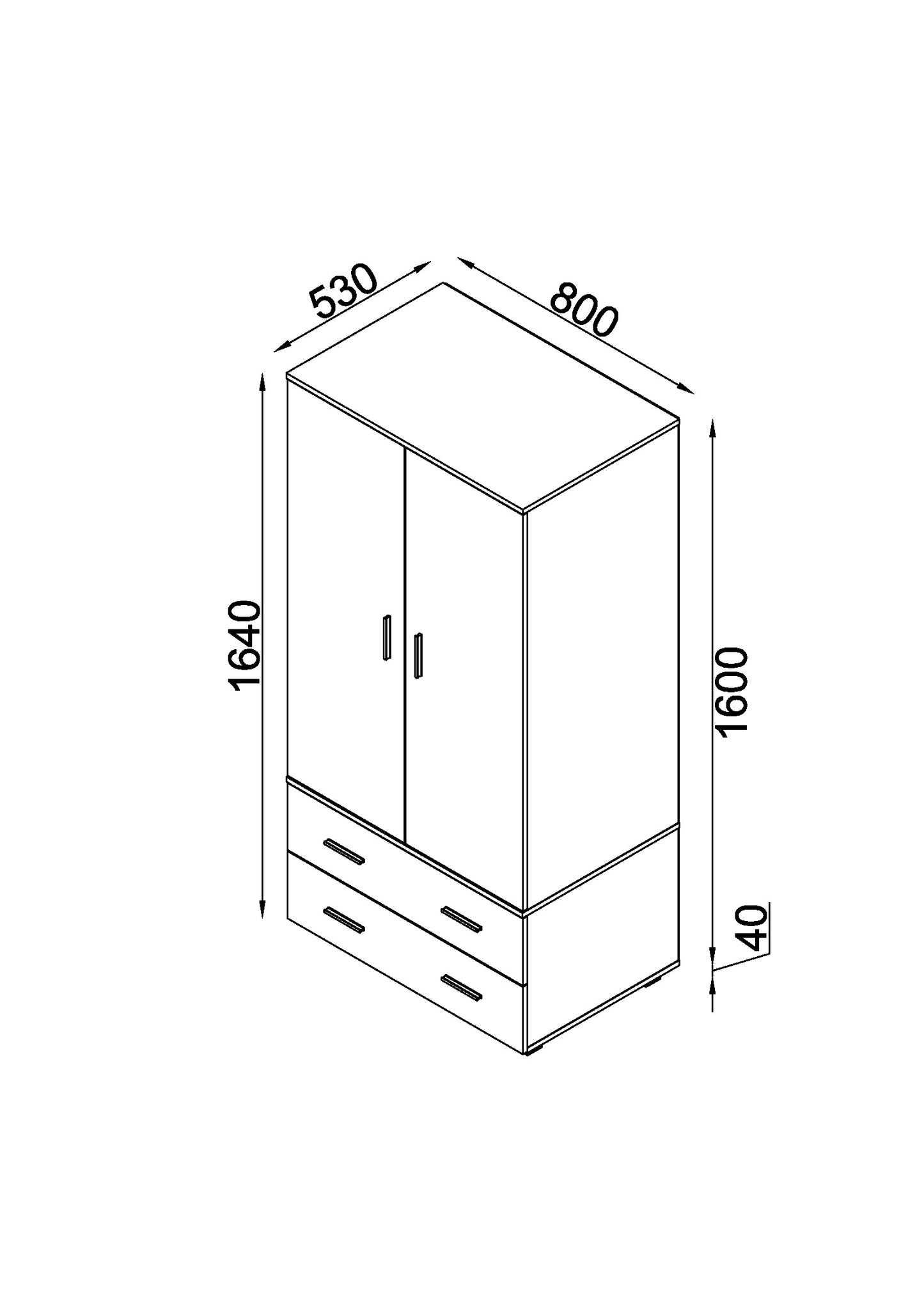 Lido 2 Door 2 Drawer Wardrobe