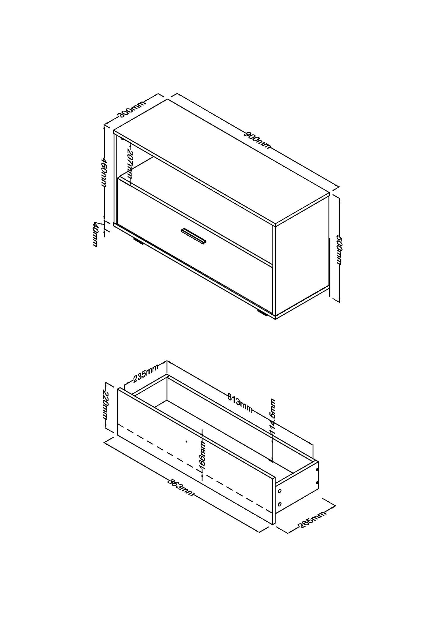 Lido 1 Drawer Flat Screen TV Unit