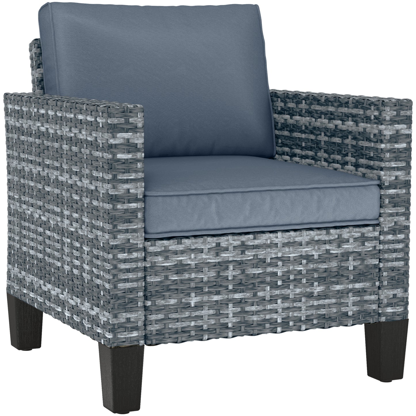 Outsunny Light Grey Rattan Garden Armchair – Modern Cushioned Patio Chair