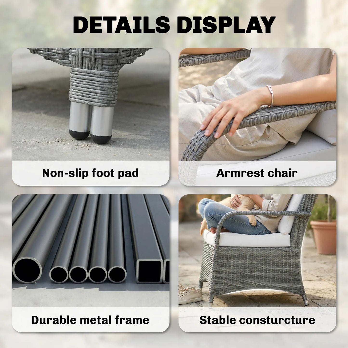 Outsunny Light Grey Rattan Bistro Set – 3pc Garden Furniture with Cushions & Cover