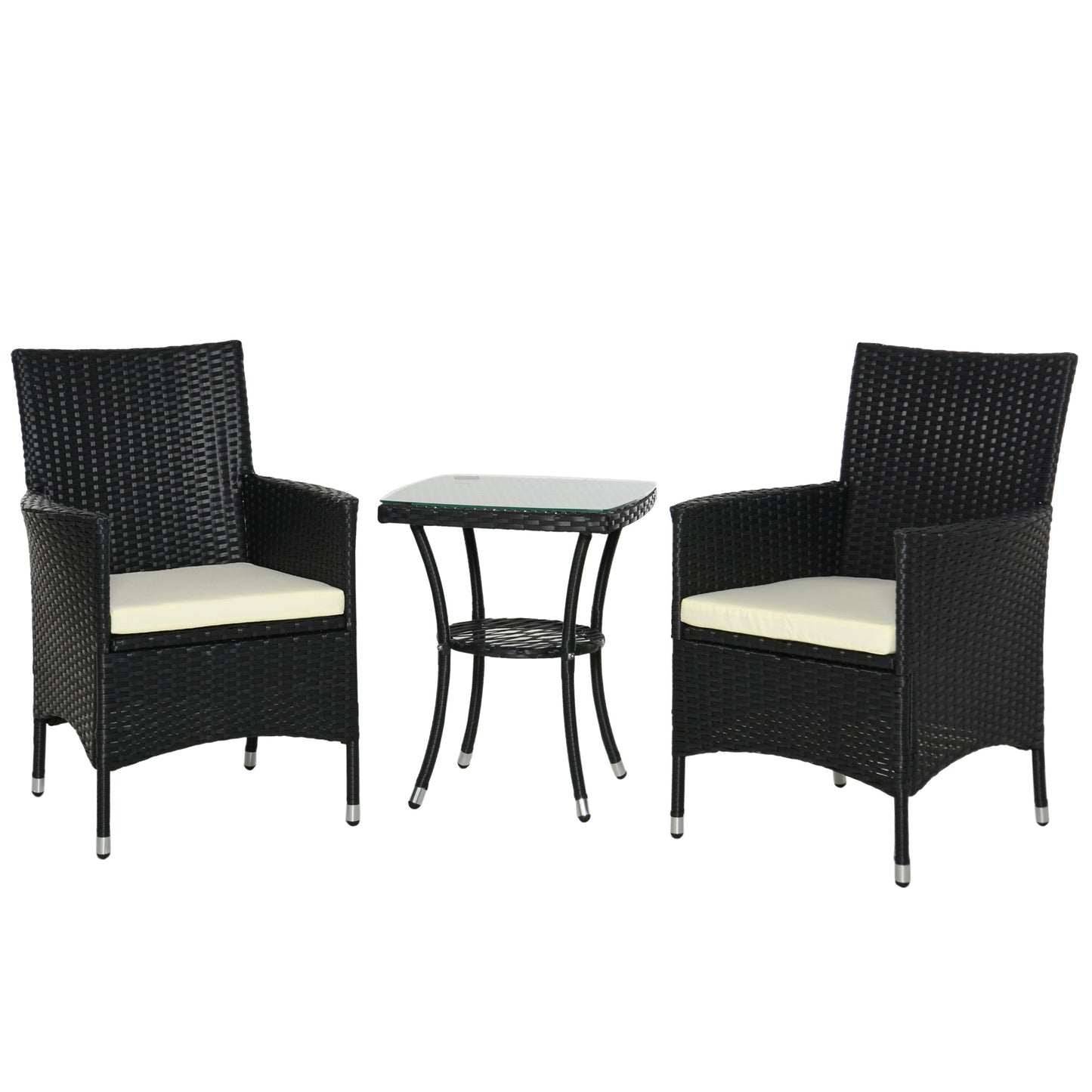 3 Pieces Rattan Bistro Set, Wicker Garden Furniture Set