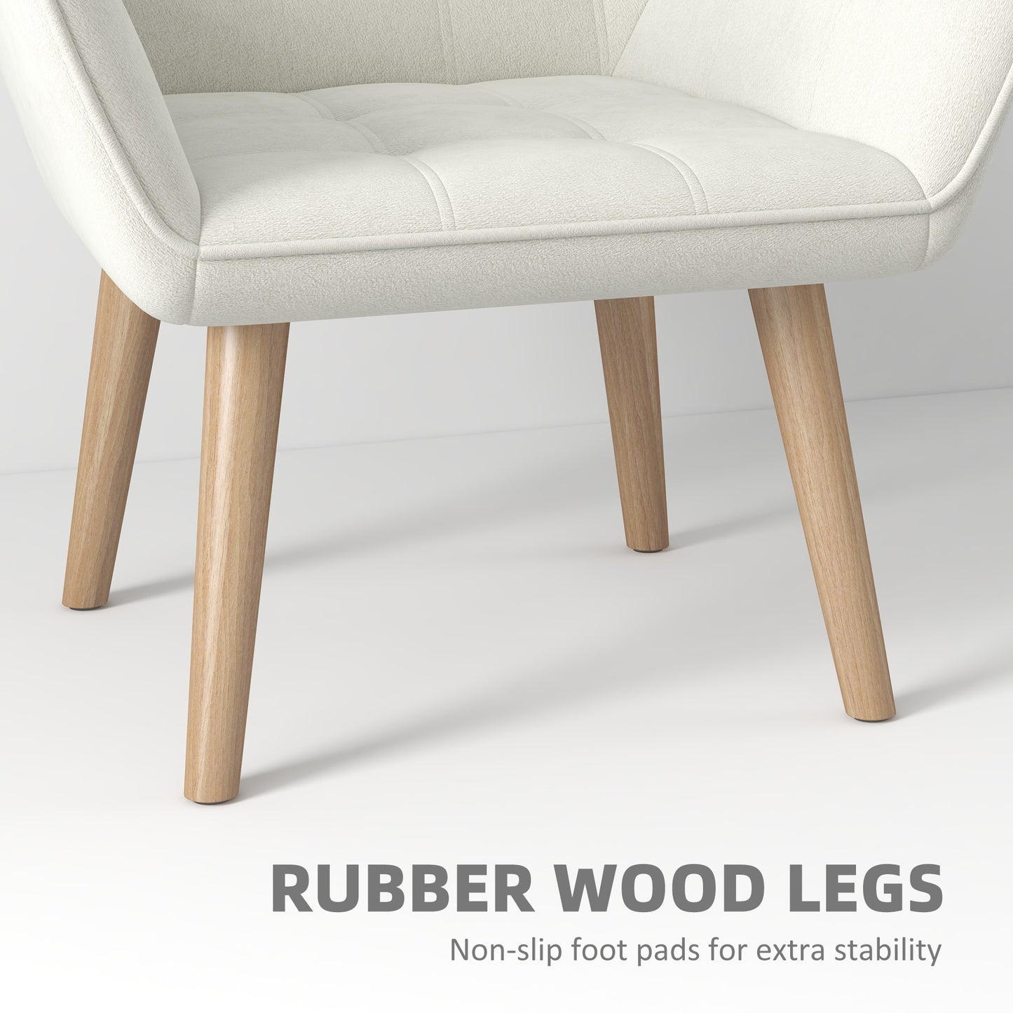 Accent Armchairs Set of 2 (Pair) (HOMCOM) Cushioned Vanity Chair with Wide Arms - White