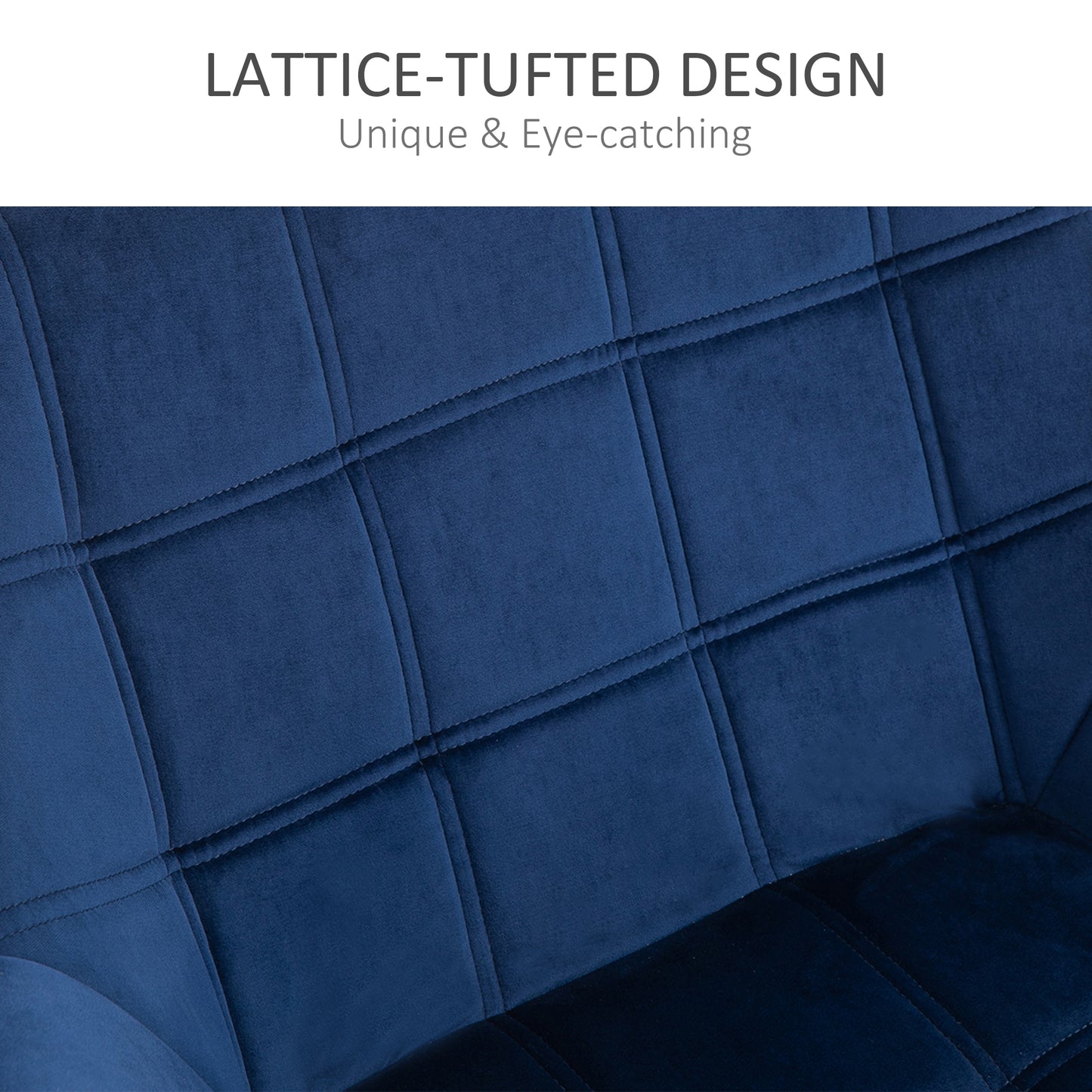 Accent Armchairs Set of 2 (Pair) (HOMCOM) Cushioned Vanity Chair with Wide Arms - Blue