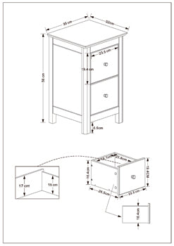 Nairn - White 2 Drawer Petite Bedside Cabinet
