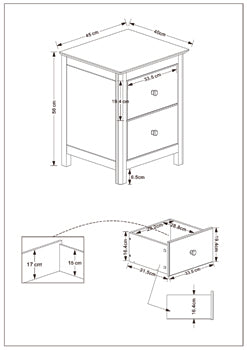 Nairn - White 2 Drawer Bedside Cabinet