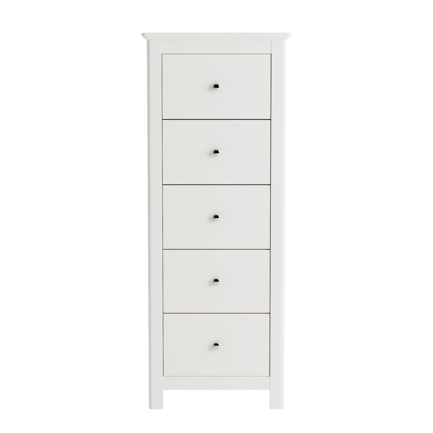 Nairn - White 5 drawer narrow chest of drawers