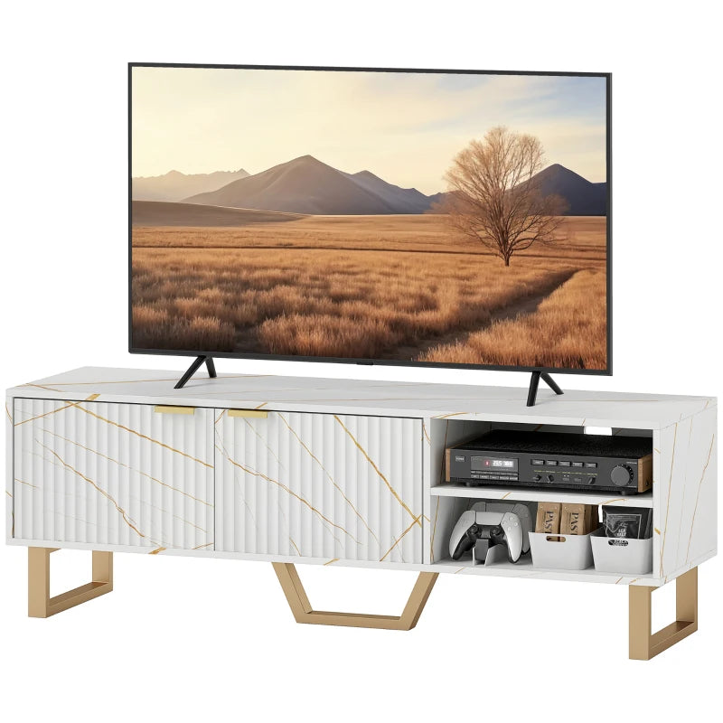 HOMCOM Marble Effect Modern TV Unit, TV Stand Cabinet for up to 70" TVs