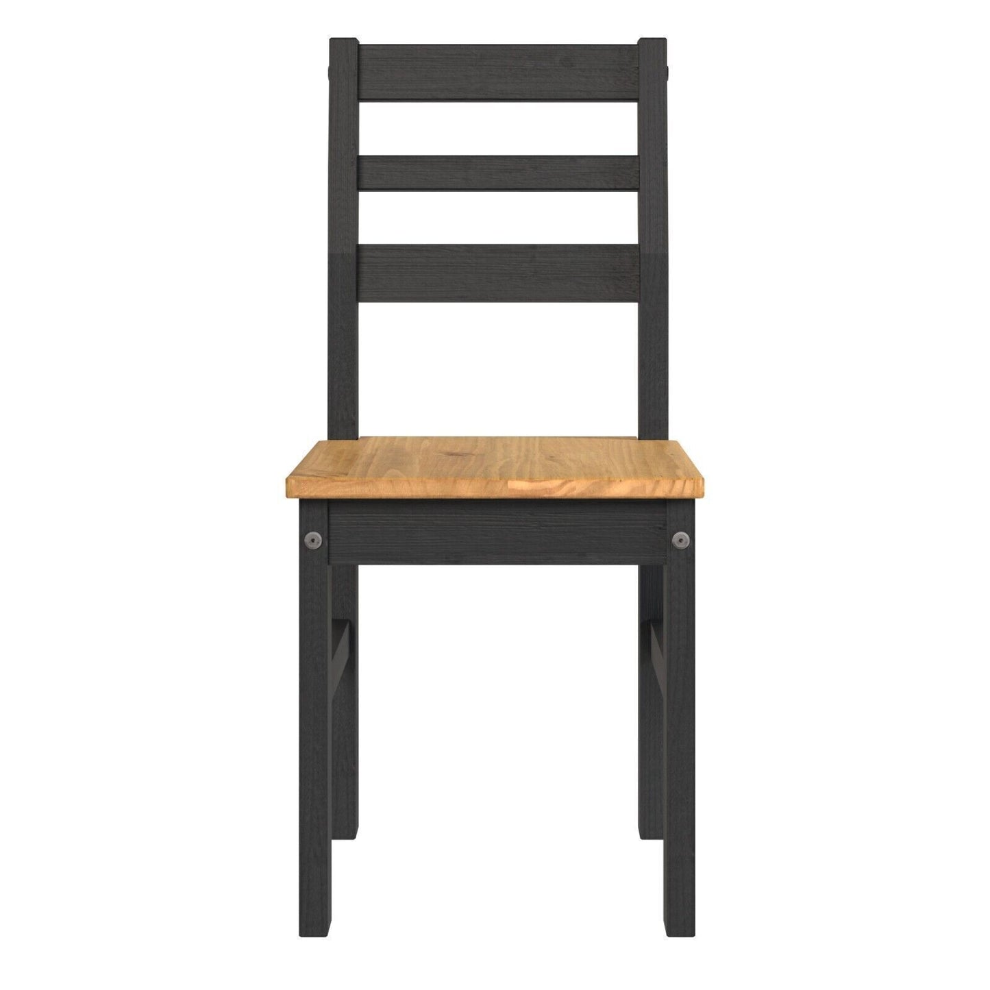 Augusta Pine Small Rectangular Dining Table With Black Metal Legs & 4 Linea Ladder Back Chairs Set