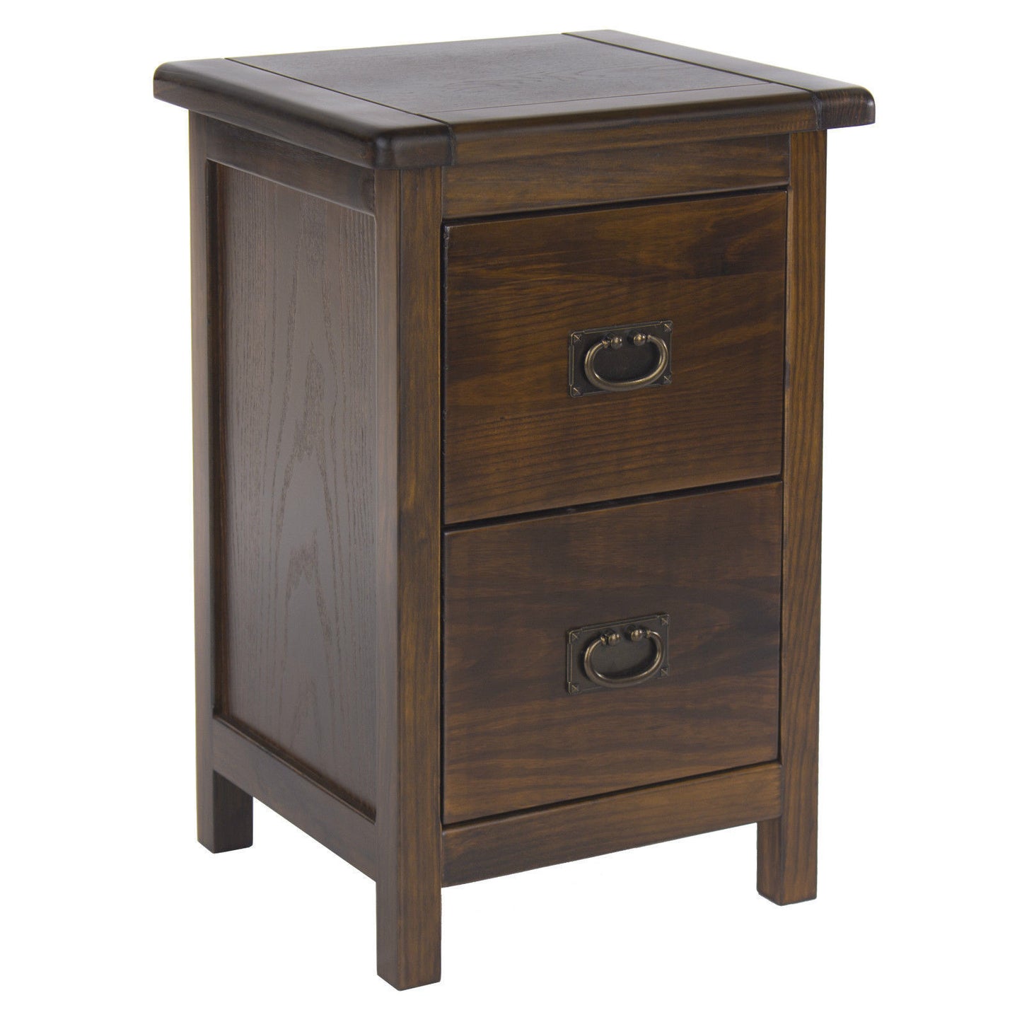 Antique Style in Rich Dark Brown Boston 2 Drawer Petite Bedside Cabinet