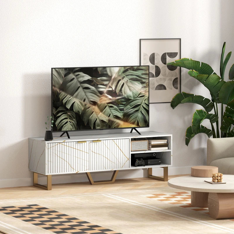 HOMCOM Marble Effect Modern TV Unit, TV Stand Cabinet for up to 70" TVs