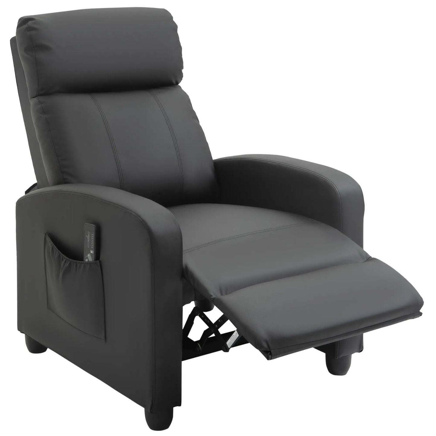 Black Faux Leather Massage Recliner Armchair 150° Push Back Chair