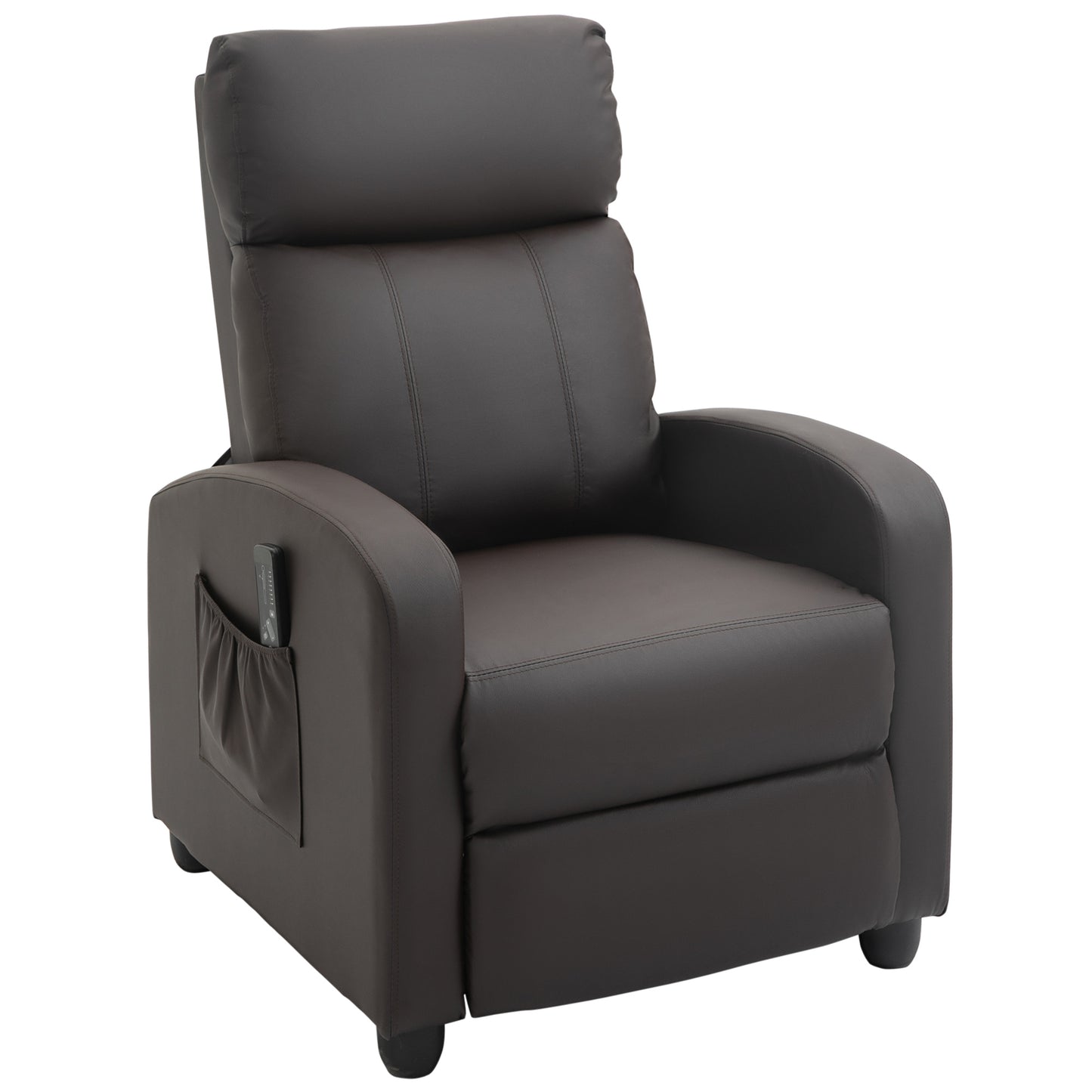 Brown Faux Leather Massage Recliner Armchair with 150° Recline