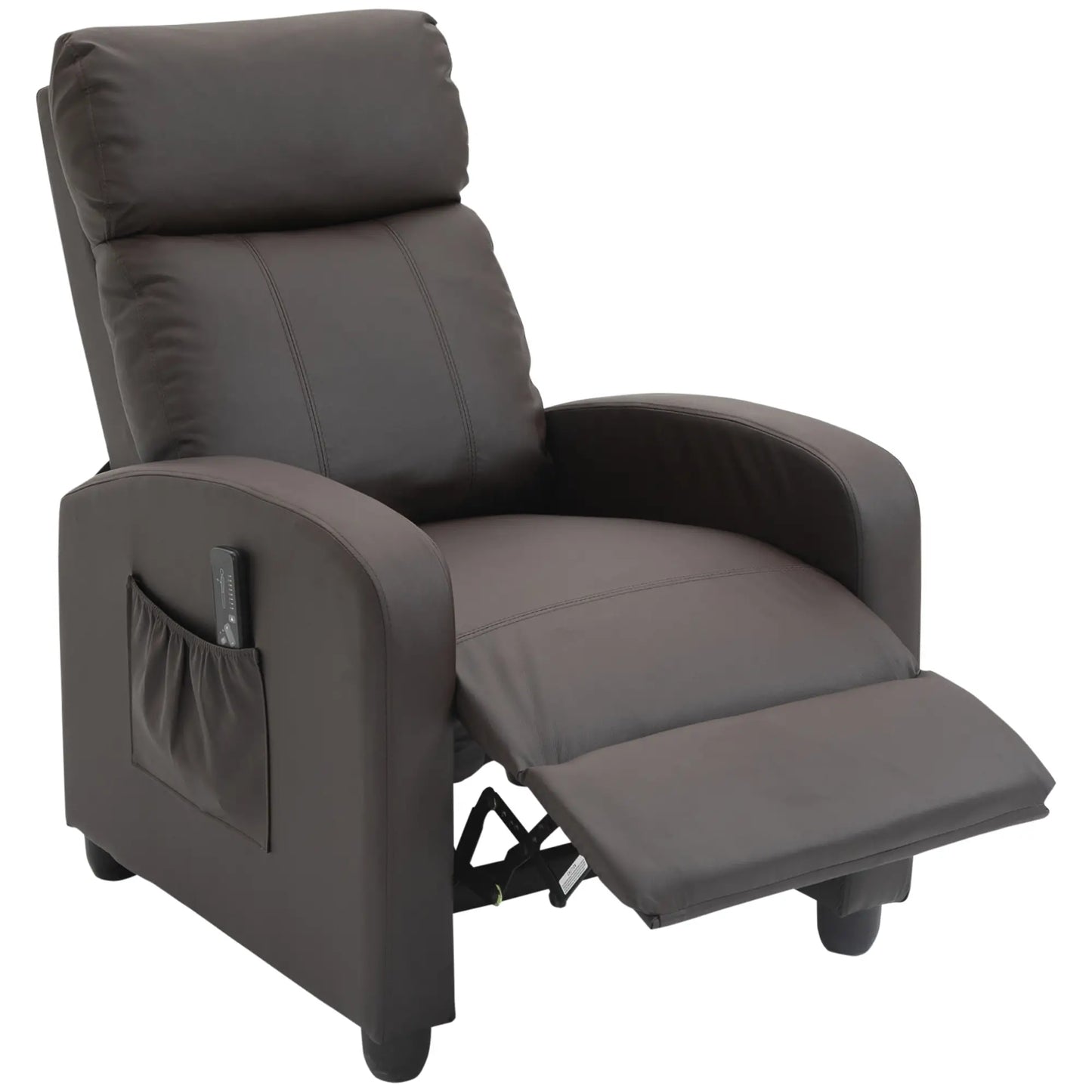 Brown Faux Leather Massage Recliner Armchair with 150° Recline