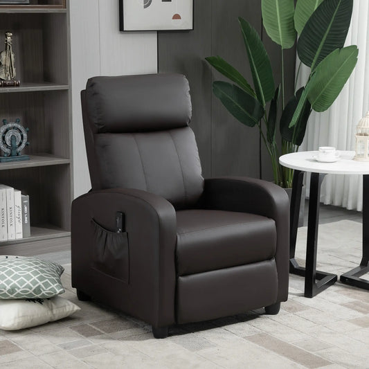 Brown Faux Leather Massage Recliner Armchair with 150° Recline