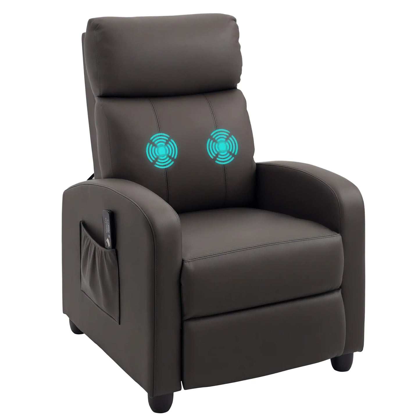 Brown Faux Leather Massage Recliner Armchair with 150° Recline