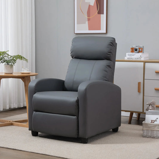 Grey Faux Leather Massage Recliner Armchair with 150° Push Back