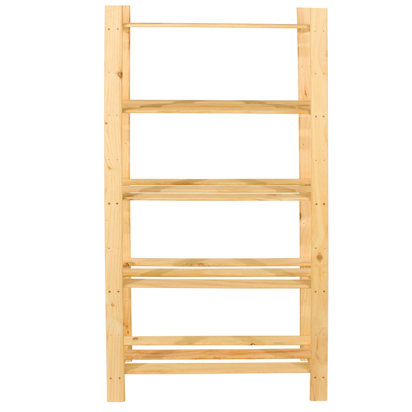 Solid Pine Slatted Storage Unit 5 Shelf Natural Wood Shelving