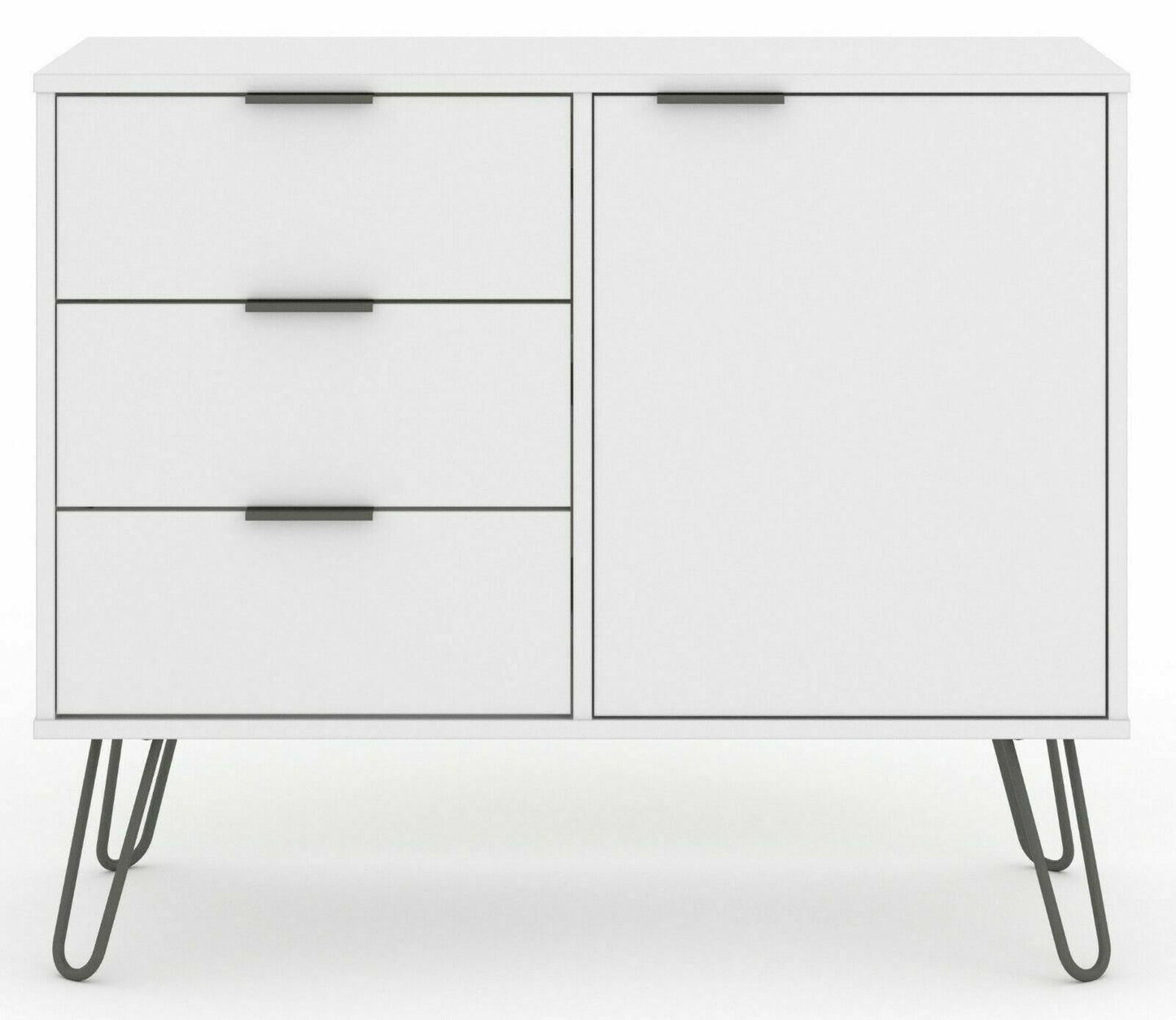 Augusta White 1 Door 3 Drawers Small Sideboard