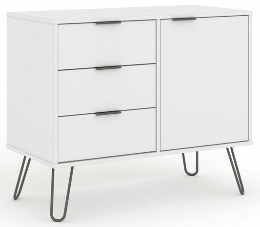 Augusta White 1 Door 3 Drawers Small Sideboard