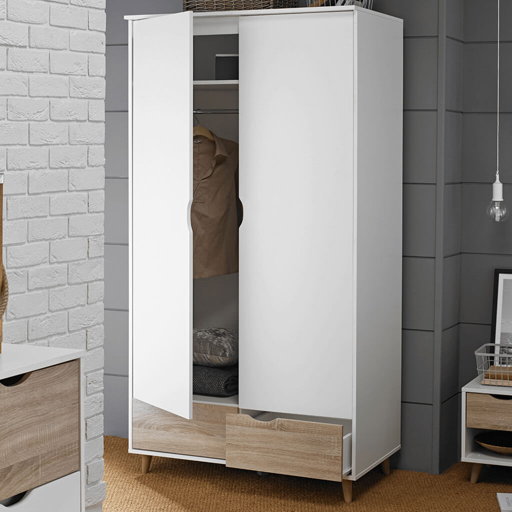 Stockholm Double Wardrobe in White-Oak