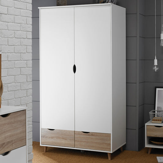 Stockholm Double Wardrobe in White-Oak
