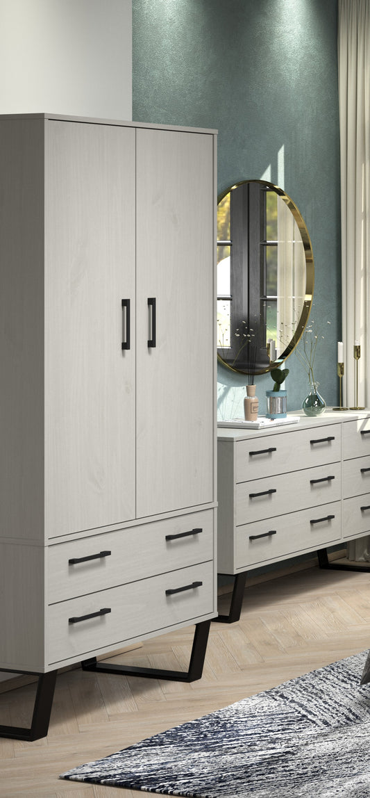 Texas Grey 2 Door 2 Drawer Wardrobe
