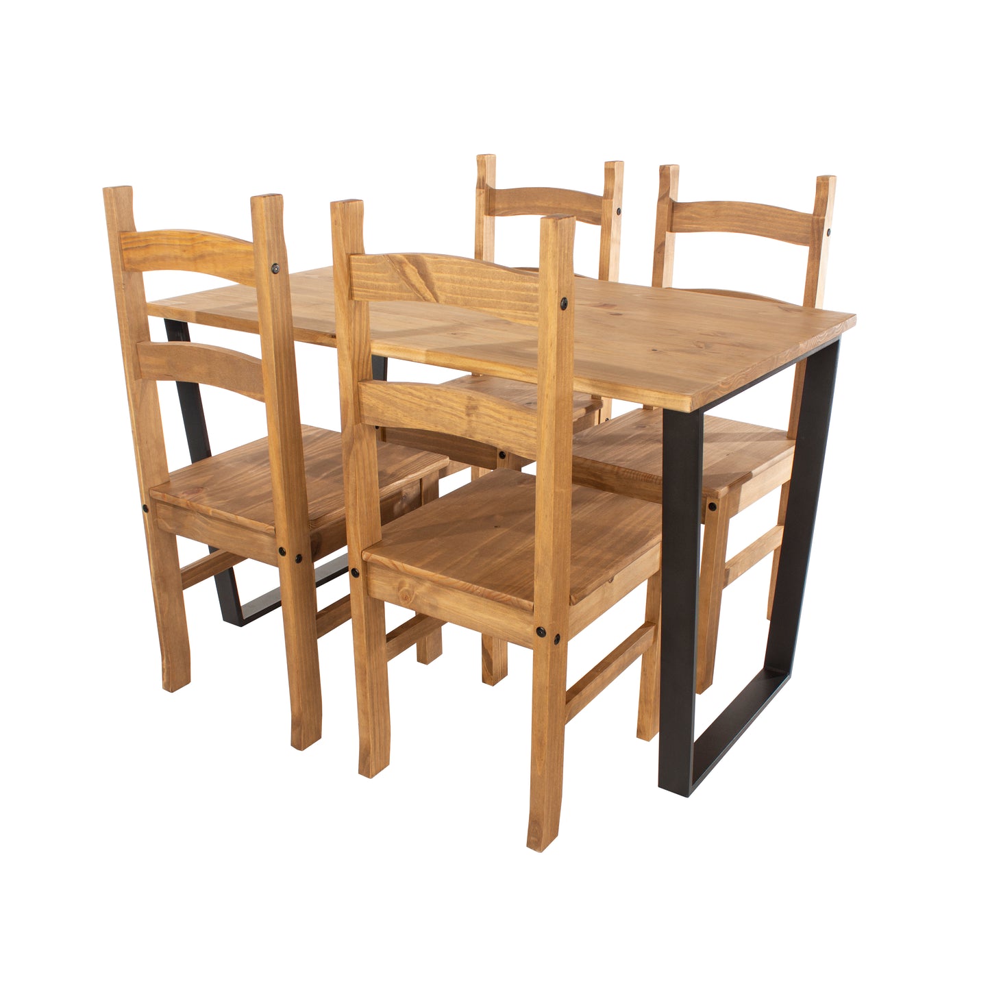 Texas Medium Rectangular Dining Table & 4 Solid Pine Chairs Set