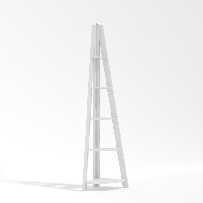 White Tiva Corner Ladder Shelving