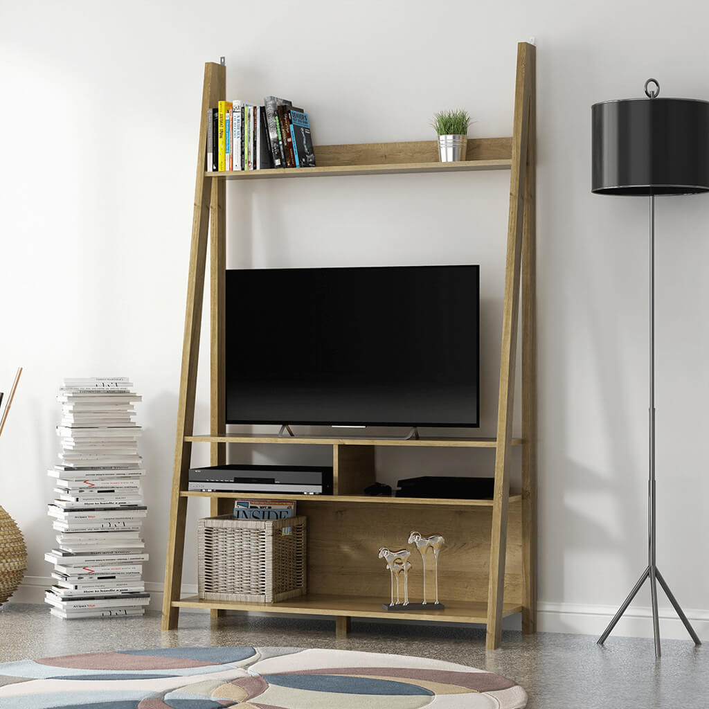 Tiva Ladder TV Entertainment Unit in Oak