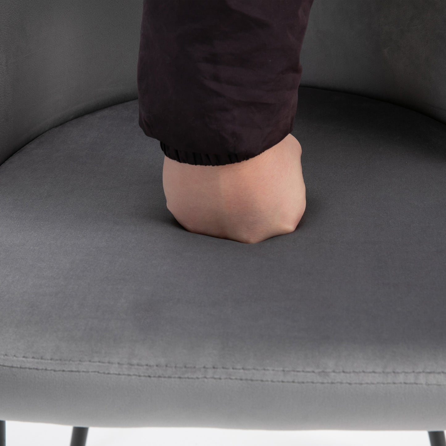 Contemporary HOMCOM Dining Chair with Soft Fabric Seat (Come in Pairs x2) in Grey