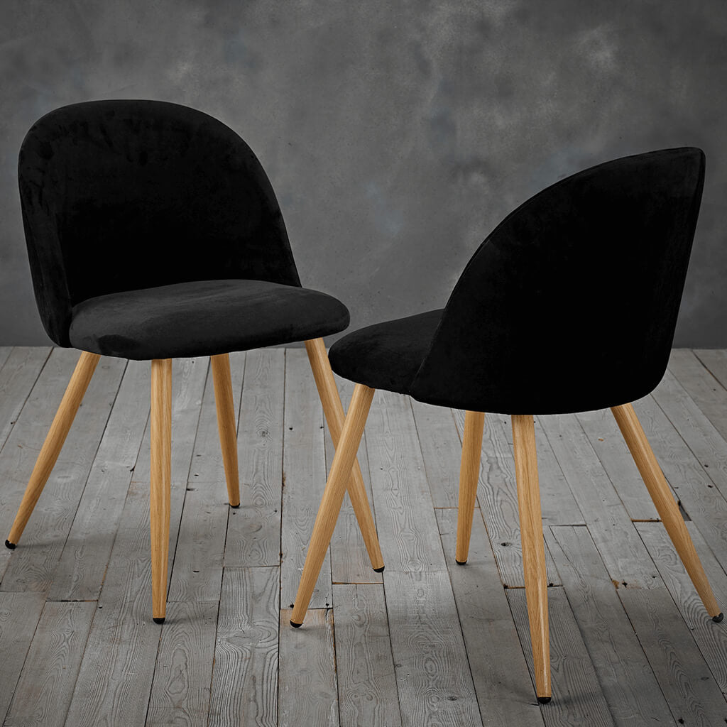 Venice Velvet Dining Chairs Pack of Two - Choice of 2 colours - Grey or Black