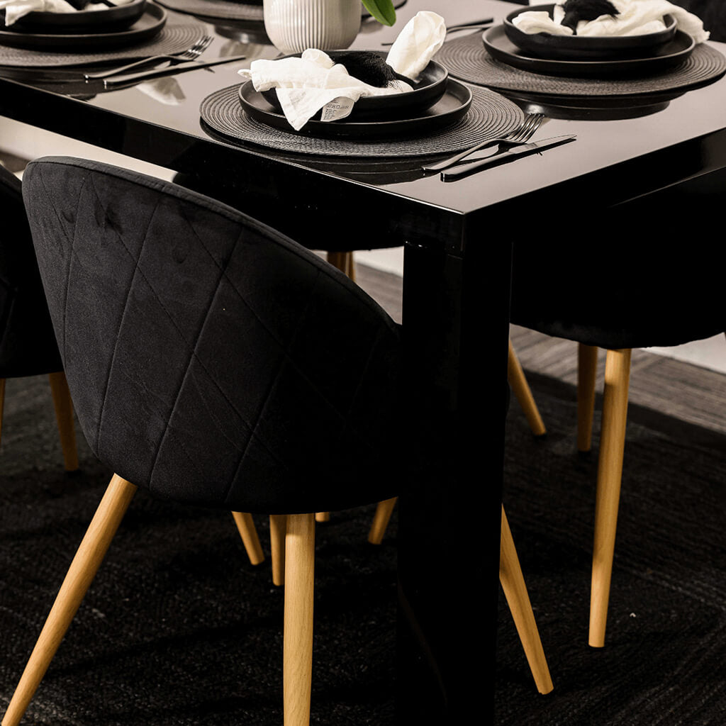 Venice Velvet Dining Chairs Pack of Two - Choice of 2 colours - Grey or Black