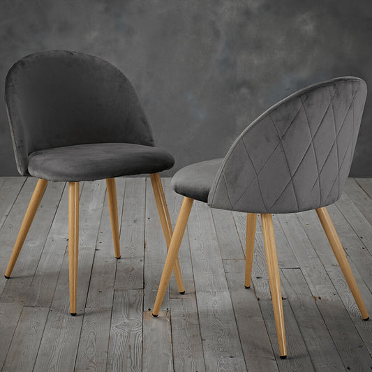 Venice Velvet Dining Chairs (Pack of 2)- Choice of 2 colours - Grey or Black