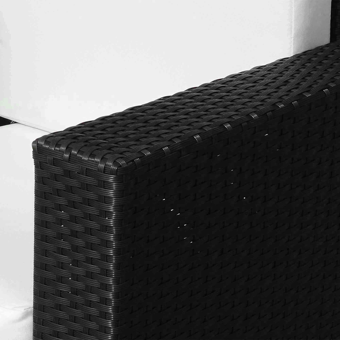 Single Seater Rattan Chair Sofa with 10 cm Thick Padded Cushion - Black
