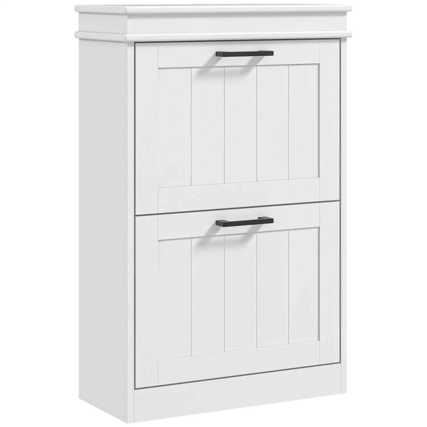 HOMCOM Slim Shoe Cabinet – 2 Drawer Storage Unit for 10 Pairs, White
