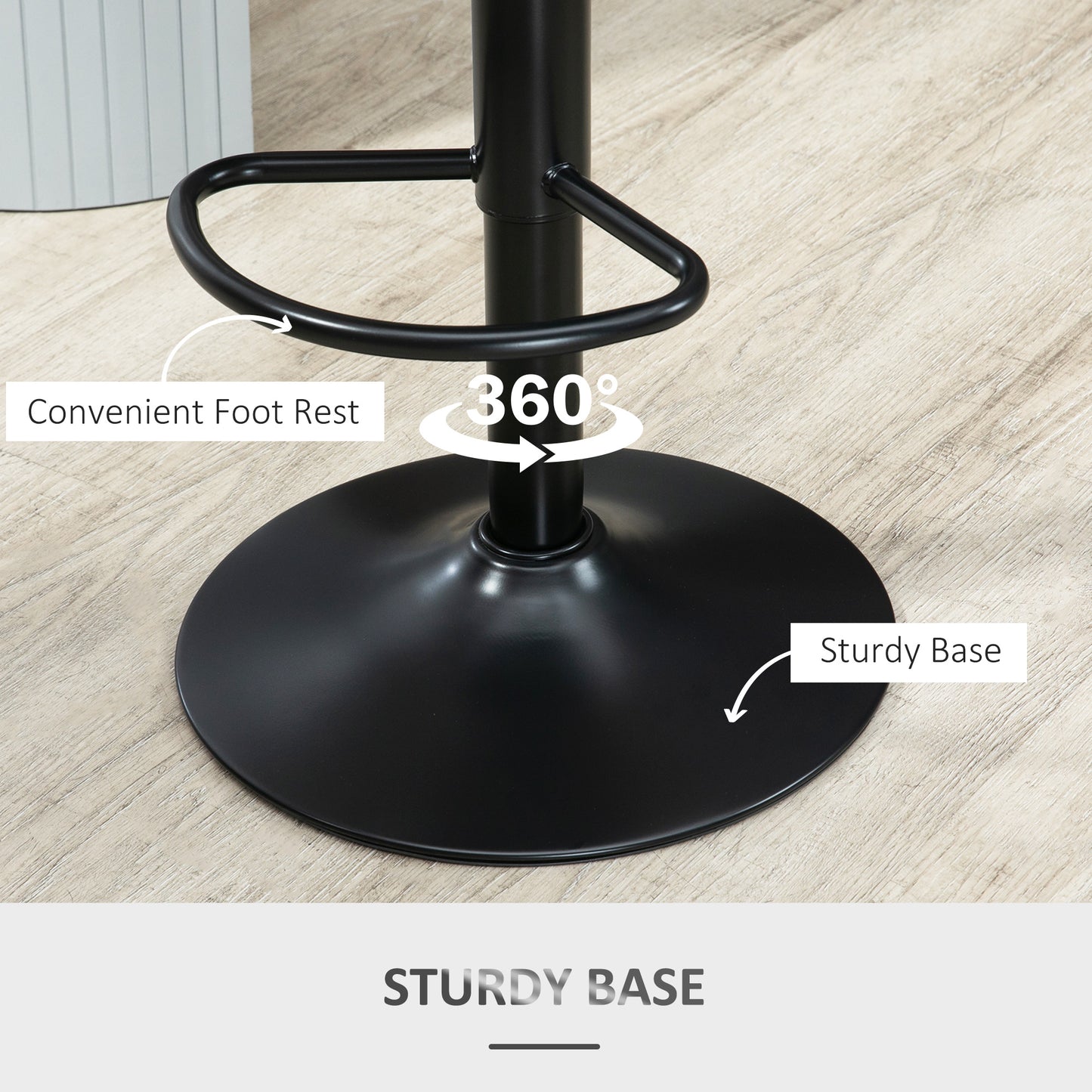 Faux Leather Bar Stools - Set of Two (x2) in Grey