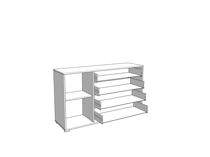 Asmara Oak Effect And Black 4 Drawer Sideboard