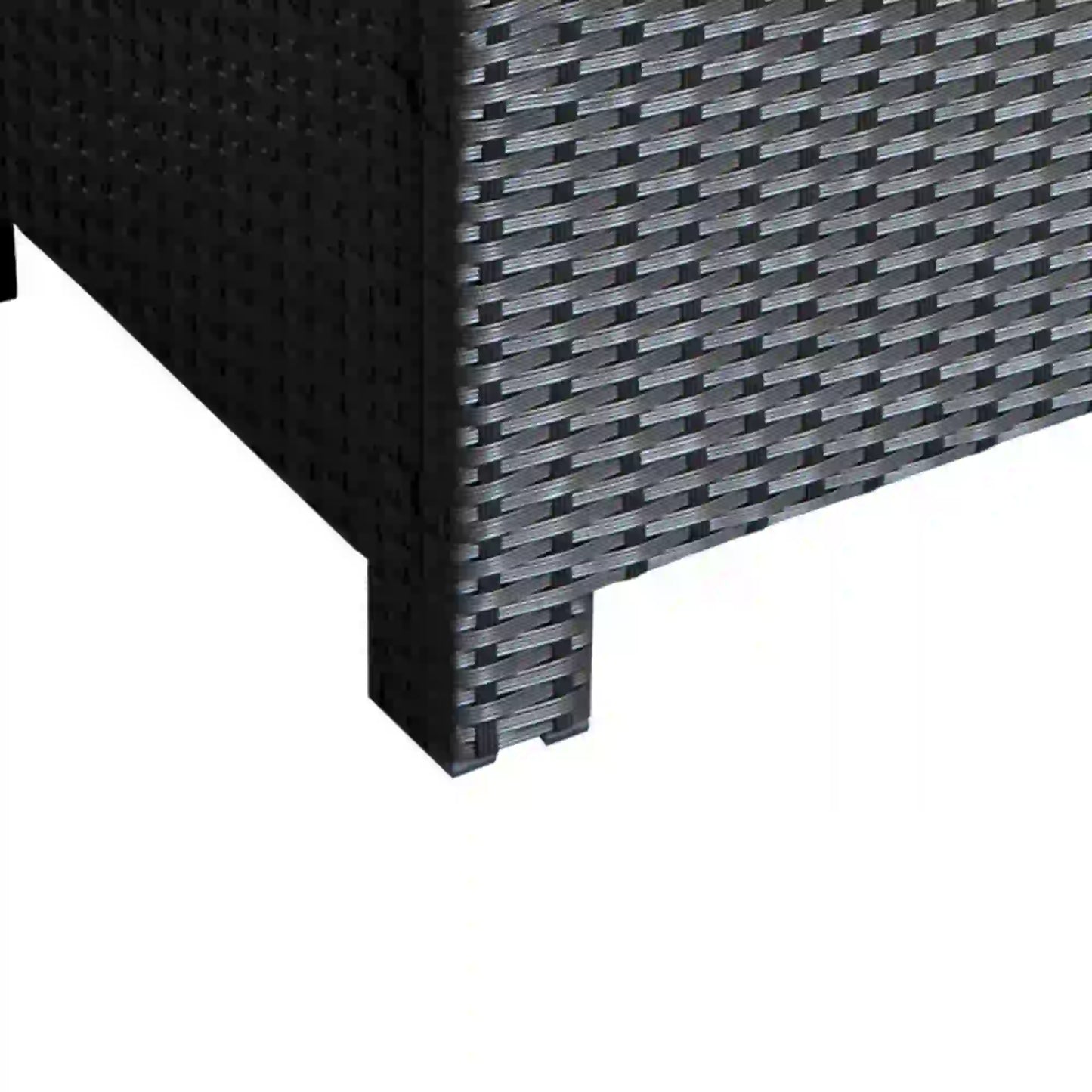 Outsunny Black PE Rattan Outdoor Coffee Table with Tempered Glass Top