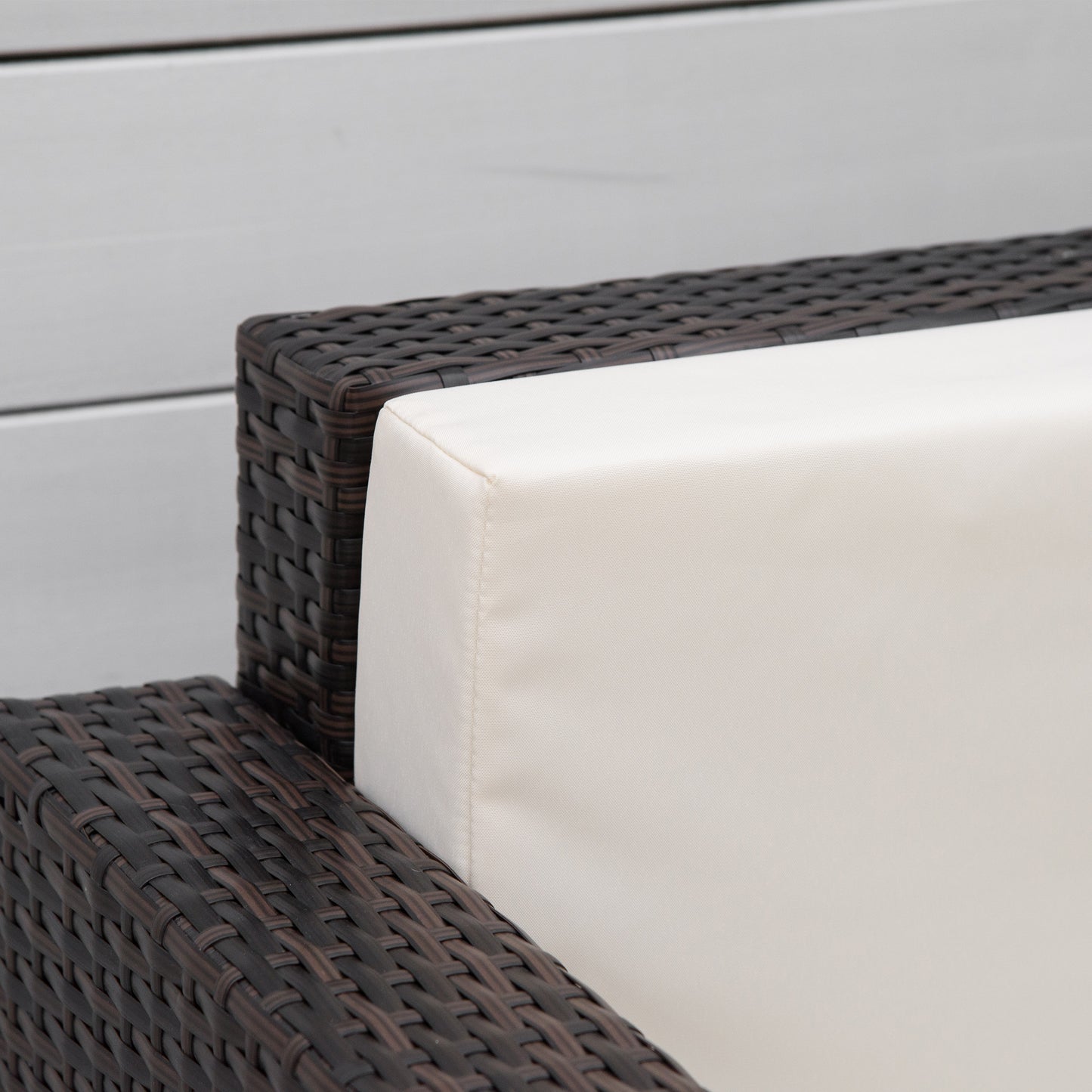 Single Seater Rattan Chair, PE Wicker Garden Armchair with 10 cm Thickened Cushion - Brown