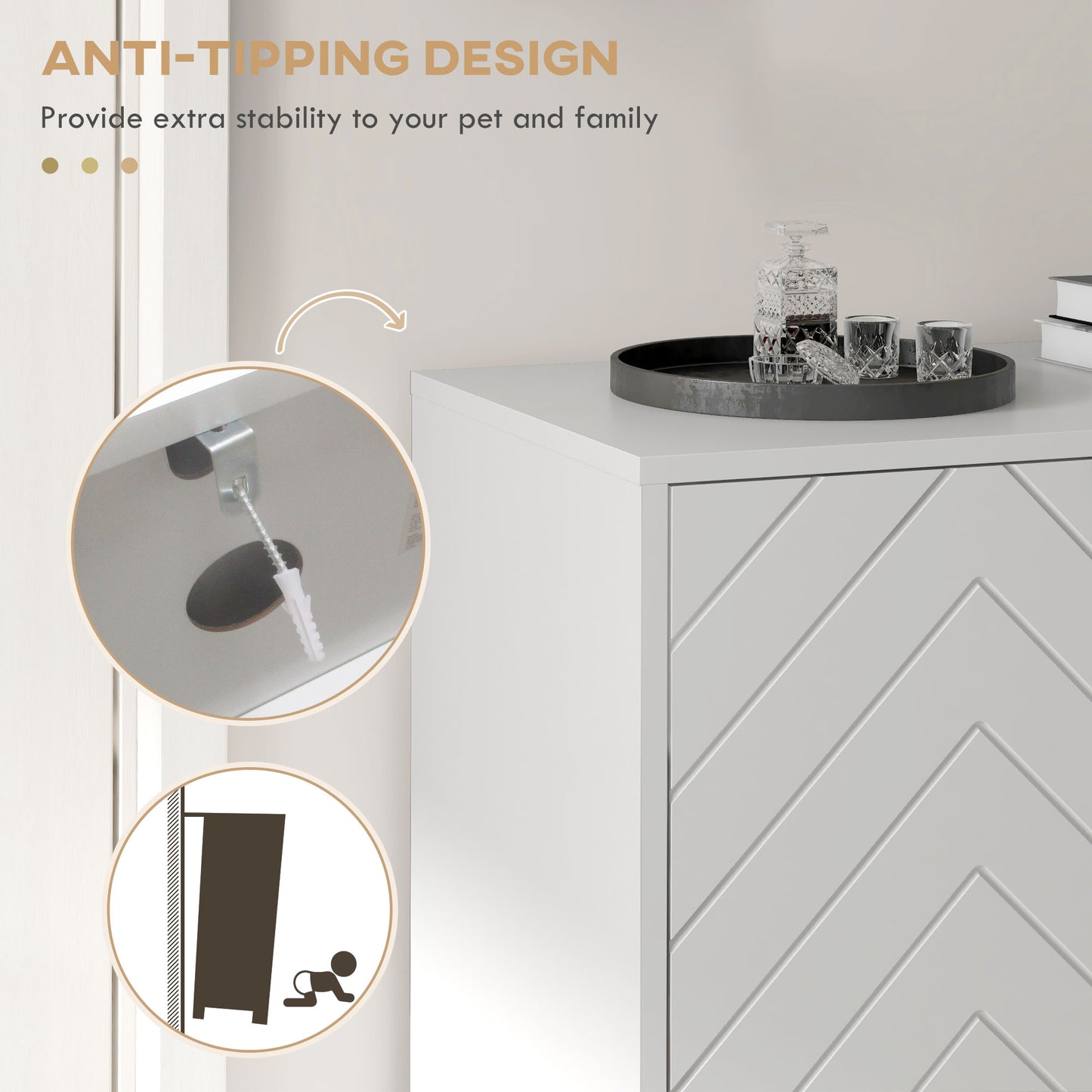 Modern Shoe Storage Cabinet -Cupboard with Open Shelf and Adjustable Shelf
