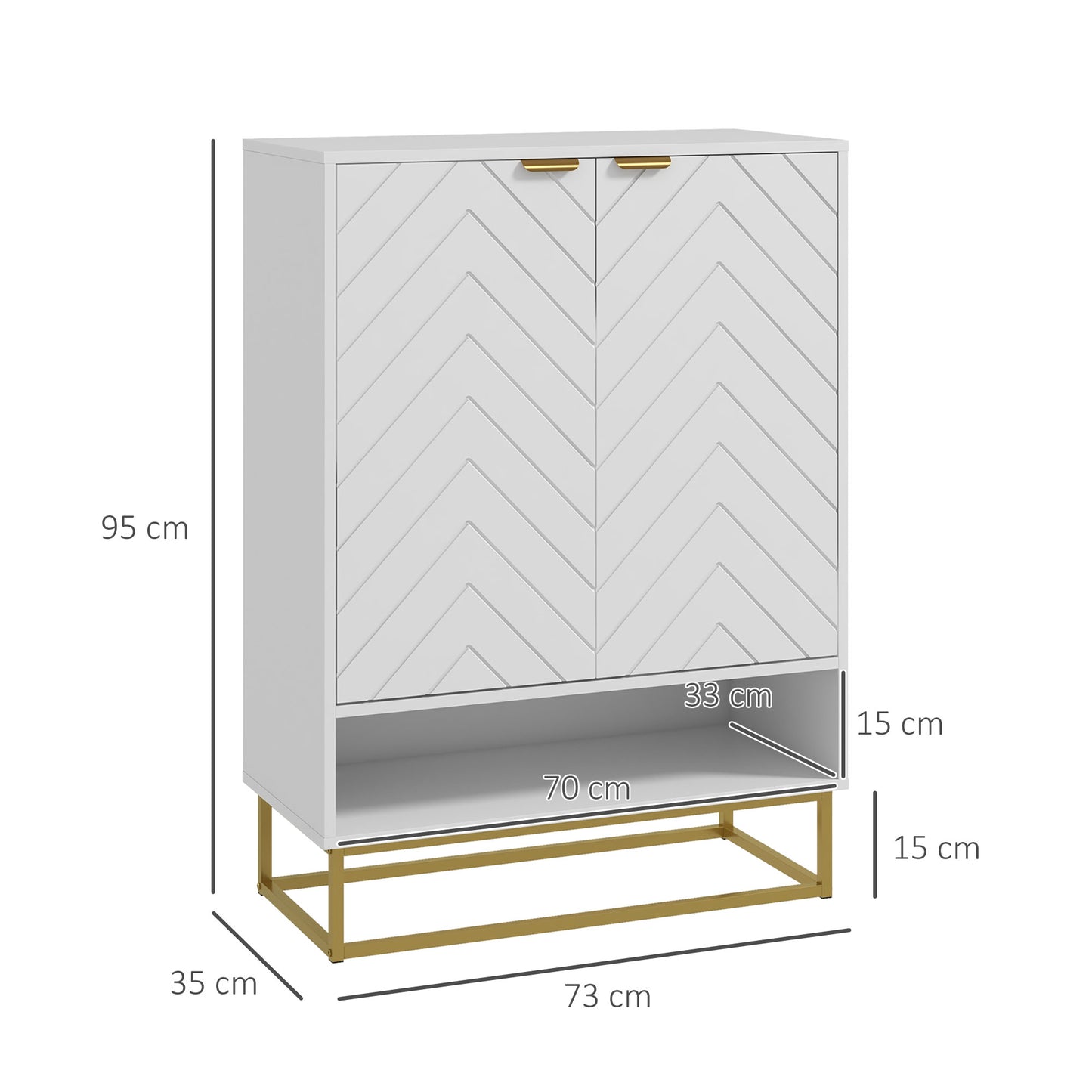 Modern Shoe Storage Cabinet -Cupboard with Open Shelf and Adjustable Shelf