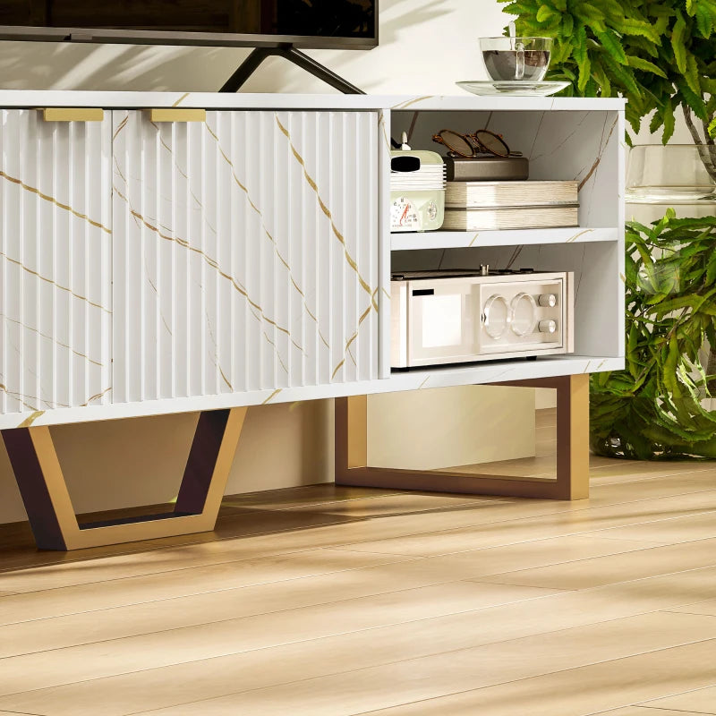 HOMCOM Marble Effect Modern TV Unit, TV Stand Cabinet for up to 70" TVs