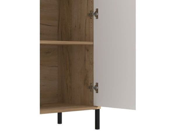 Azurro Grey Oak Effect Cashmere Slatted High Sideboard/Display Unit