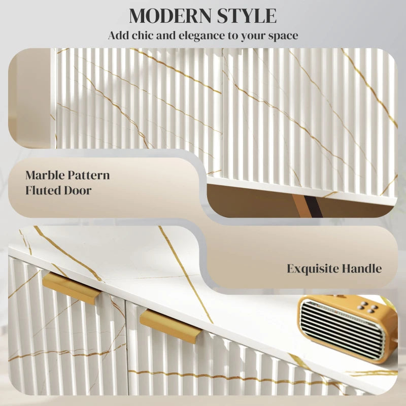 HOMCOM Marble Effect Modern TV Unit, TV Stand Cabinet for up to 70" TVs