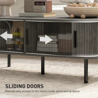 HOMCOM Coffee Table with Storage, Slatted Tambour Sliding Doors