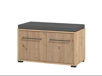 Lazlo Slatted Artisan Oak Effect Hallway Storage Bench
